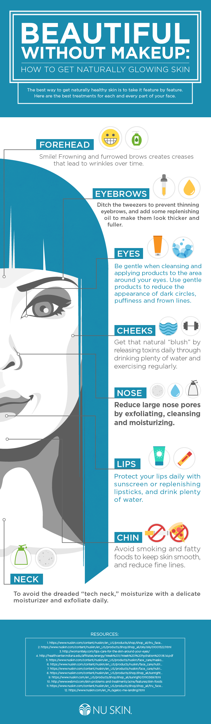Beautiful Without Makeup Infographic Nu Skin's infographic with eight tips on how to be beautiful without makeup